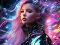 科技动态美少女像素壁纸，时尚与艺术的完美融合
